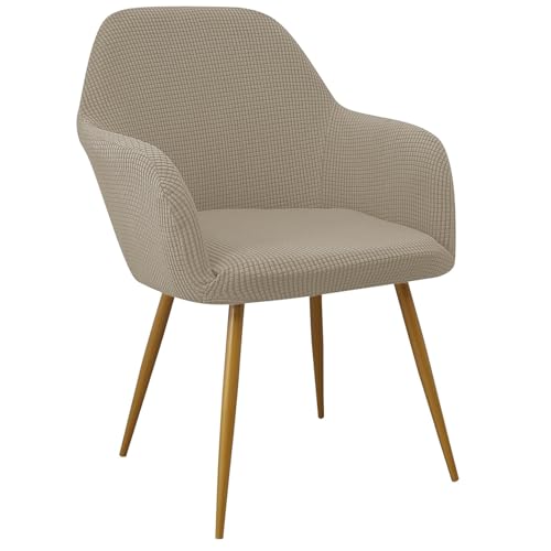 EBETA Bürostuhlbezug Schwingstuhlhussen Stuhlbezug Jacquard Stuhlabdeckung Stuhlhussen Elastisch Stuhlüberwürfe Hussen für Bürostuhl, Computerstuhl, Drehstuhl (Sandfarbe, 4 Stück) von EBETA