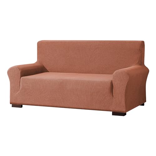 EBETA E Elastisch Sofa Überwürfe Sofabezug, Stretch Sofahusse Sofa Abdeckung Hussen für Sofa, Couch, Sessel 1 Sitzer (Cremefarbe, 85-115 cm) (Korallenrot, 145-185 cm) von EBETA