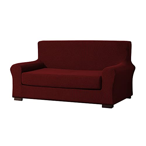 EBETA E Elastisch Sofa Überwürfe Sofabezug, Stretch Sofahusse Sofa Abdeckung Hussen für Sofa, Couch, Sessel 2 Sitzer (Weinrot, 145-185 cm) von EBETA