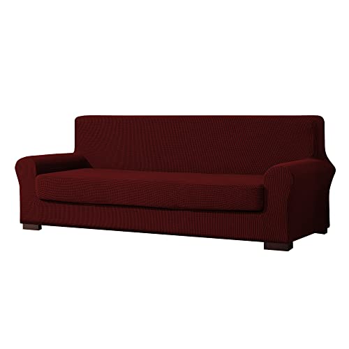 EBETA E Elastisch Sofa Überwürfe Sofabezug, Stretch Sofahusse Sofa Abdeckung Hussen für Sofa, Couch, Sessel 3 Sitzer (SandWeinrot, 185-235 cm) von EBETA