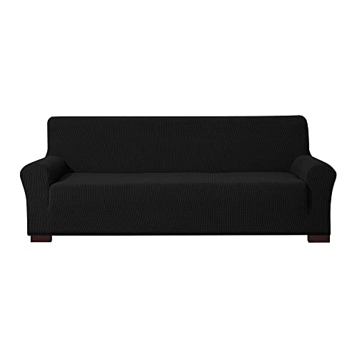 EBETA E Elastisch Sofa Überwürfe Sofabezug, Stretch Sofahusse Sofa Abdeckung Hussen für Sofa, Couch, Sessel 3 Sitzer (Schwarz, 185-235 cm) von EBETA