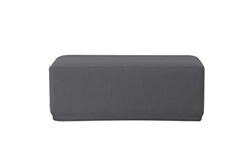EBETA Hockerbezug, Stretch Fußhockerbezug Jacquard Sitzauflage Bankhussen, Hockerüberzug, Bezug für Ottomane, Hussen für Fußhocker (Dunkelgrau) von EBETA