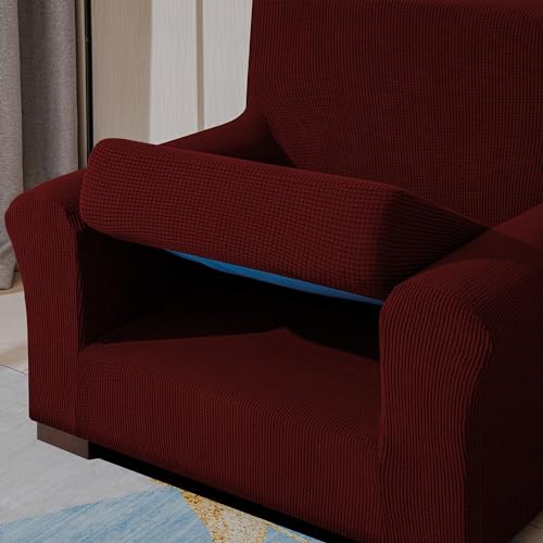 EBETA Elastisch Sofa Sitzkissenbezug, Jacquard Sofa SitzkissenAbdeckung, Kissenbezüge Husse Überzug für 1/2/3 Sofa Sitzer (1-Sitzer, Weinrot) von EBETA