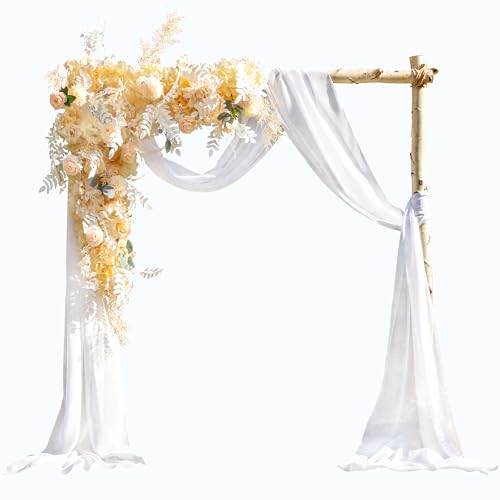 EBETA Hochzeit Querbehang Freihanddeko für Hochzeitsbogen & Traubogen Himmelbett Vorhänge Gardine für Fenster Deko aus Chiffon-Stoff (Weiß, 600x70 cm) von EBETA