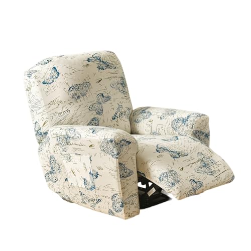 EBETA Sesselhussen Sesselüberwürfe Komplett Sesselschoner, 4-Teilig Elastisch Schonbezug Relaxsessel Bezüge Stretch Liegesesselbezug mit Taschen (Schmetterling) von EBETA
