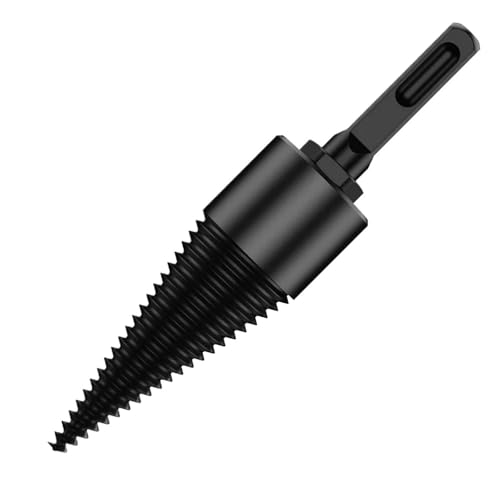 1/2-teiliger Brennholzspalter, 32/42 mm, robuster Holzspalter-Schraubenkegel-Bohrer aus Kohlenstoffstahl mit Sechskant-/Rund-/Vierkantschaft(Type A) von EBGAZSPD