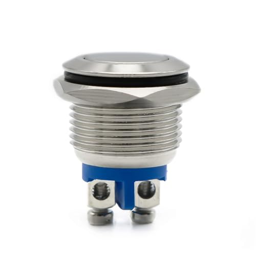 16mm 1NO Hoher Flachkopf Wasserdichter Momentan-Reset-Metalldruckknopfschalter Schraubklemme Automotor-Türklingel PC-Netzschalter(Flat Head) von EBGAZSPD
