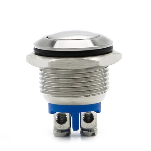 16mm 1NO Hoher Flachkopf Wasserdichter Momentan-Reset-Metalldruckknopfschalter Schraubklemme Automotor-Türklingel PC-Netzschalter(Round Head) von EBGAZSPD