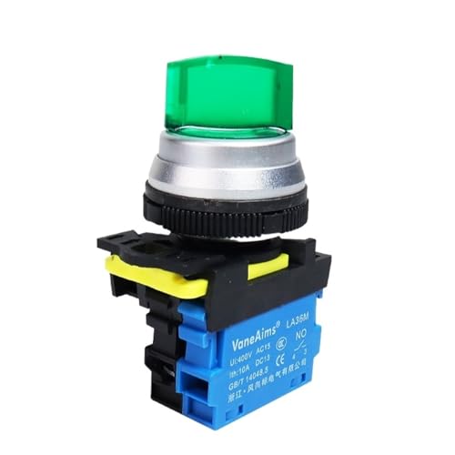 30mm Wahlschalter mit Drehknopf LA36M Selbstsperrender Momentanschalter 12V 24V 220V 2/3 Positionen Start-Stopp-Schalter Ein/Aus mit LED-Licht(Black- no led,2 POSITION-LONG_2NO-MOMENTARY_ACDC) von EBGAZSPD