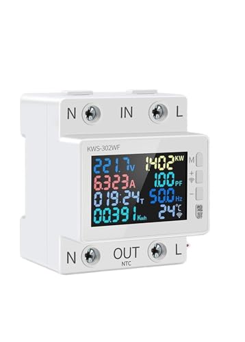 8in1 Leistungsmesser 2P AC Energiezähler 170-270V/63A Spannungsstromzähler Stromzähler Steuerung Volt Ampere Tester(KWS-302WF) von EBGAZSPD