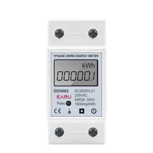 AC 220 V 230 V 60 A 50 Hz LCD-Digitalanzeige Einphasiger Stromzähler AC Digitaler Wattstundenzähler Prüfzähler Din-Schiene AC 220 V 230 V 60 A 50 Hz LCD-Digitalanzeige Einphasiger Stromzähler AC Digitaler Wattstundenzähler Prüfzähler Din-Schiene von EBGAZSPD