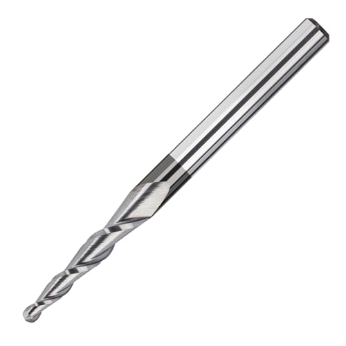 Hartmetall-Fräser R0.25-R2.0 2-schneidig konischer Kugelkopf-Schaftfräser Fräser Holz-/Metall-Gravierfräser(R1.0x47xD8x85) von EBGAZSPD