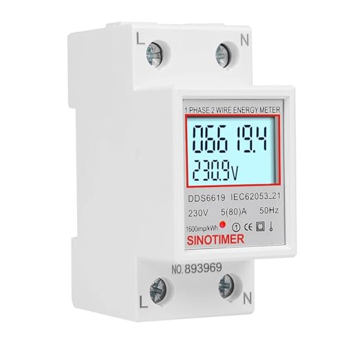 Heimgebrauch 80A Last 1 Phase 2 Drähte LCD Digitalanzeige Wattmeter Stromverbrauch Energie kWh Stromzähler AC 230V 50Hz(DDS6619-005) von EBGAZSPD