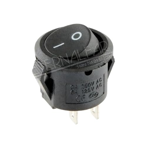 KCD11 3A 250V AC 6A 125V AC EIN-AUS-Öffnung 15MM Vollrund Rot Schwarz Weiß 2 Fuß 3 2 Datei Schiffstyp Kleiner runder Schalter(KCD11-Black-Square,10 Pieces-lot) von EBGAZSPD