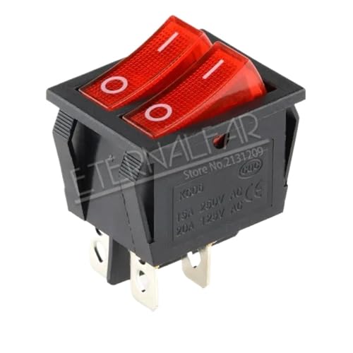 KCD6 16A 250V AC Wippschalter Bootsschalter 6-polig mit Lampe EIN-AUS Rot Der Elektrogrill Grün Elektrische Heizung Doppelschiffstyp(KCD6-RED-GREEN-6J4D,2pieces -lot) von EBGAZSPD