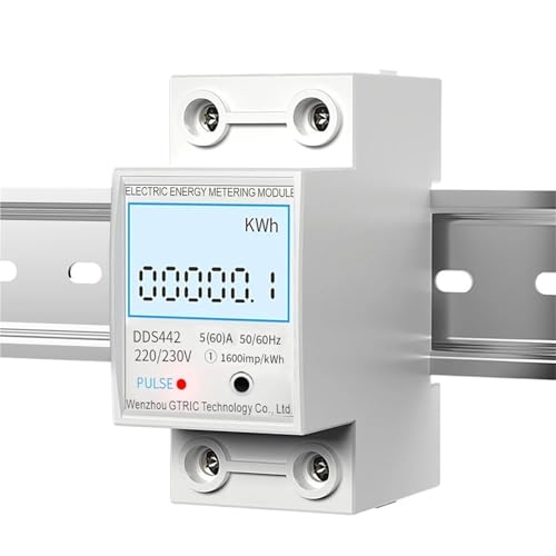 Stromzähler, 2P Einphasig LCD Digitalanzeige DIN-Schienenmontage 2-Leiter Stromzähler Wattmeter AC 230V 50Hz(Reset with backlight,5-20A) von EBGAZSPD