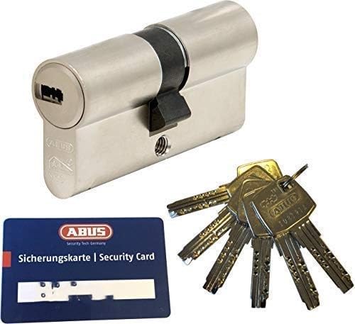 Abus EC660 Profil-Doppelzylinder Länge (a/b) 30/50mm (c=80mm mit 6 Schlüssel mit Sicherungskarte - EBH Set mit Karabinerhaken 1 Stück von EBH