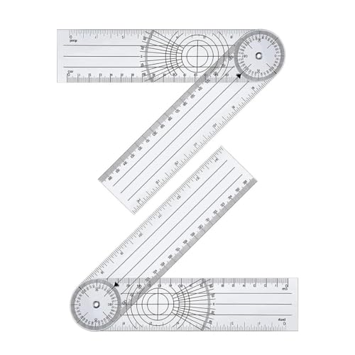 EBHO 2 Stück Medizinischer Winkelmesser,Winkelmesser,Goniometer, PVC Medizinischer Winkelmesser 360° Winkel Transparenter Gelenkmesser Spinal Lineal Winkellineal von EBHO