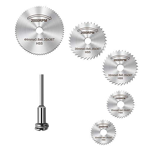 6pcs HSS Saw Scheibenrad Trennscheiben für Bohrmaschinen Präzisionswerkzeuge und Mandrel von EBILUN