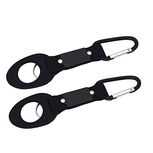 Flaschenhalter Schnalle Haken mit Karabinerclip 2 Stück für Outdoor Camping Wandern Reisen schwarz von EBILUN