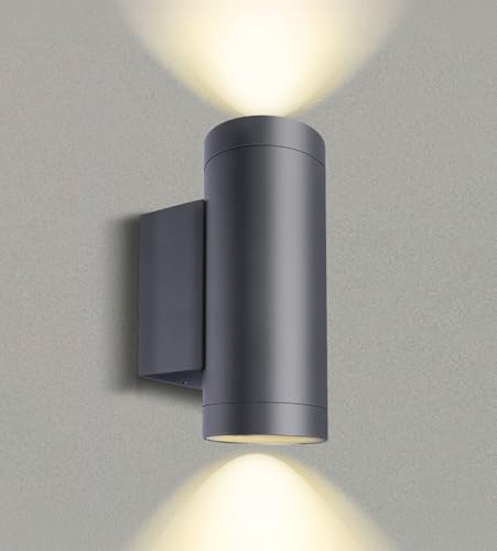 EBION Aussenlampe Wand, AußEnlampe, Wandleuchte Gu10,IP65 Wasserdicht Up And Down Leuchten Aussen, Aluminium Wandlampe Aussen, Outdoor Lampe Ausenbeleutung Hauswand Anthrazit (Ohne Leuchtmittel) von EBION