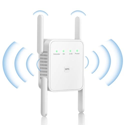 EBKCQ Dual Band WiFi Repeater, WiFi Verstärker, Gigabit WiFi Repeater, Dual Band WiFi Extender 5 GHz & 2,4 GHz WiFi Verstärker für Haus, Büro von EBKCQ