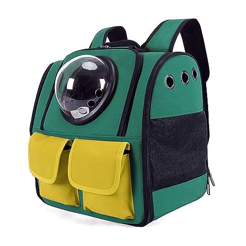 EBLIN Katzen Rucksack Träger, Haustier Rucksack Blasen Rucksack, Katzen Tragen, Raumkapsel Haustier Rucksack Belüften, Hunde Reise Rucksack Träger Für Kleine Hunde (Grün) von EBLIN