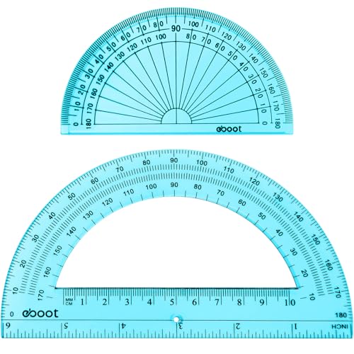EBOOT Winkelmesser aus Kunststoff, 180 Grad, 10,2 cm und 15,2 cm, transparent, 2 Stück (blau) von EBOOT
