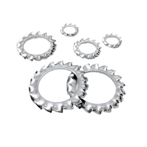 EBOSCUJW 5/10/50 M2,5 M3 M4 M5 M6 M8 M10 M12 M14-M24 GB862,2 DIN6798A A2 304 Edelstahl Externe Zahnscheibe Dichtung (Size : 50pcs M8) von EBOSCUJW