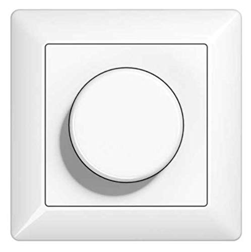 EBROM/JUNG Komplettset LED Drehdimmer 1001 + Jung Rahmen AS581WW und Dimmerscheibe A1540WW alpinweiß - UP Unterputz LED Dimmer - Phasenabschnitt, LED 5-150 Watt, dimmbare Halogen etc. 15-400 W/VA uvm von EBROM/JUNG