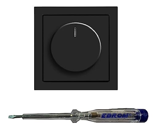 Busch Jäger 6523U-102 LED-Drehdimmer LED-Dimmer mit Dimmerscheibe Zentralplatte 6540-81-102 und Einfachrahmen in anthrazit glänzend inklusive EBROM Phasenprüfer zur Montage des Dimmers Busch Jäger 6523U-102 LED-Drehdimmer LED-Dimmer mit Dimmerscheibe Zentralplatte 6540-81-102 und Einfachrahmen in anthrazit glänzend inklusive EBROM Phasenprüfer zur Montage des Dimmers von EBROM SET IDEE