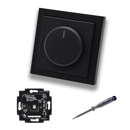 Busch Jäger 6523U-102 LED-Drehdimmer LED-Dimmer mit Dimmerscheibe Zentralplatte 6540-84-102 Einfachrahmen in Future Linear schwarz matt + EBROM Phasenprüfer z. Montage des Dimmers 6523 U – 102 Busch Jäger 6523U-102 LED-Drehdimmer LED-Dimmer mit Dimmerscheibe Zentralplatte 6540-84-102 Einfachrahmen in Future Linear schwarz matt + EBROM Phasenprüfer z. Montage des Dimmers 6523 U – 102 von EBROM SET IDEE