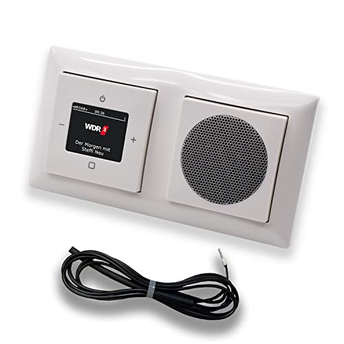 Busch Jäger DAB+ (DAB PLUS) Unterputz Radio 8215U-101 Balance SI alpinweiß, Set mit Lautsprecher, Abdeckungen und Rahmen + 0,9 m EBROM Wurfantenne zur Empfangsoptimierung - 8215 U – 101 von EBROM SET IDEE