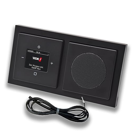 Busch Jäger DAB+ (DAB PLUS) Unterputz Radio 8215U-101 Future SCHWARZ MATT, Set mit Lautsprecher, Abdeckungen, Rahmen + 0,9 m EBROM Wurfantenne zur Empfangsoptimierung - 8215 U – 101 von EBROM SET IDEE