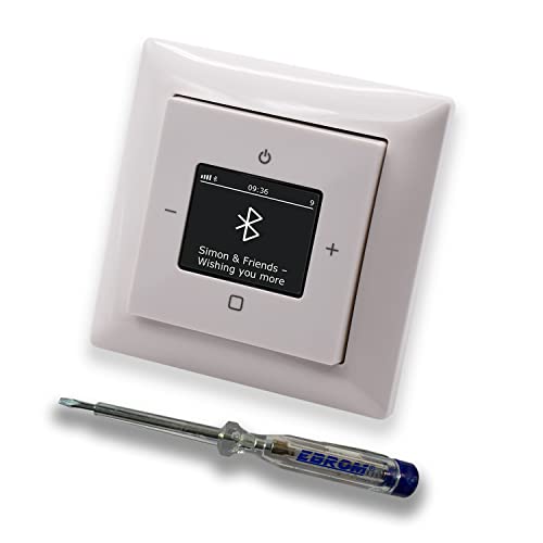 Busch Jäger DAB+ Unterputz Bluetooth (in and out) Radio (8217U-101) Balance SI alpinweiß, Komplett-Set 8217 U – 101, Rahmen und Radioabdeckung inkl. EBROM Phasenprüfer zur Montage des Geräts von EBROM SET IDEE