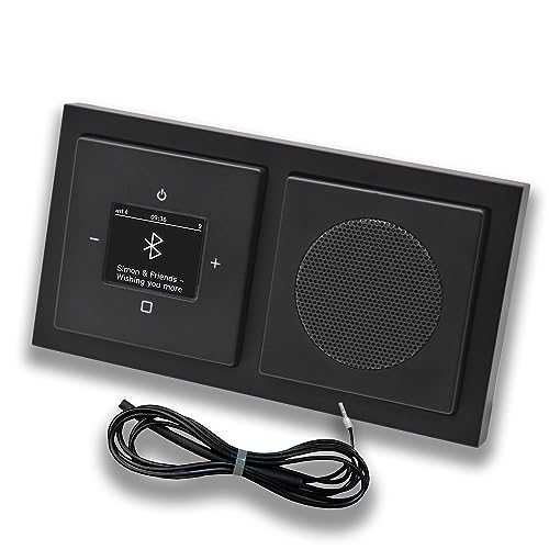 Busch Jäger DAB+ Unterputz Bluetooth (in and out) Radio 8217U-101 Future SCHWARZ MATT, Set mit Lautsprecher, Abdeckungen, Rahmen + 0,9 m EBROM Wurfantenne zur Empfangsoptimierung - 8217 U – 101 von EBROM SET IDEE