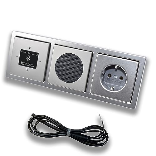 Busch Jäger DAB+ Unterputz Bluetooth Radio 8217U-101 PUR Edelstahl, Set mit Lautsprecher, Abdeckungen, Steckdose mit Kinderschutz, Rahmen + 0,9 m EBROM Wurfantenne zur Empfangsoptimierung - 8217U Busch Jäger DAB+ Unterputz Bluetooth Radio 8217U-101 PUR Edelstahl, Set mit Lautsprecher, Abdeckungen, Steckdose mit Kinderschutz, Rahmen + 0,9 m EBROM Wurfantenne zur Empfangsoptimierung - 8217U von EBROM SET IDEE