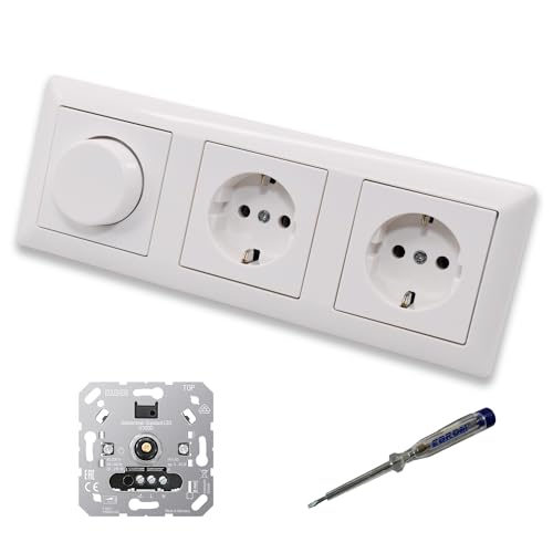 EBROM SET IDEE: JUNG 1730DD LED Drehdimmer Dimmer + Dimmerscheibe A1740WW und 2 x Steckdose A1520WW in alpinweiß glänzend inklusive EBROM Phasenprüfer zur Montage der Geräte u.A. 1730 DD EBROM SET IDEE: JUNG 1730DD LED Drehdimmer Dimmer + Dimmerscheibe A1740WW und 2 x Steckdose A1520WW in alpinweiß glänzend inklusive EBROM Phasenprüfer zur Montage der Geräte u.A. 1730 DD von EBROM SET IDEE