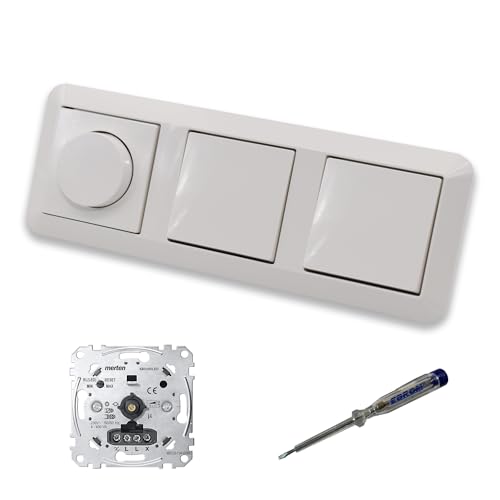 EBROM SET IDEE: Merten MEG5134-0000 LED Drehdimmer Dimmer + Dimmerscheibe MEG5250-0319 und 2 x Lichtschalter MEG3116-0000 polarweiß glänzend System M inkl. EBROM Phasenprüfer zur Montage der Geräte EBROM SET IDEE: Merten MEG5134-0000 LED Drehdimmer Dimmer + Dimmerscheibe MEG5250-0319 und 2 x Lichtschalter MEG3116-0000 polarweiß glänzend System M inkl. EBROM Phasenprüfer zur Montage der Geräte von EBROM SET IDEE