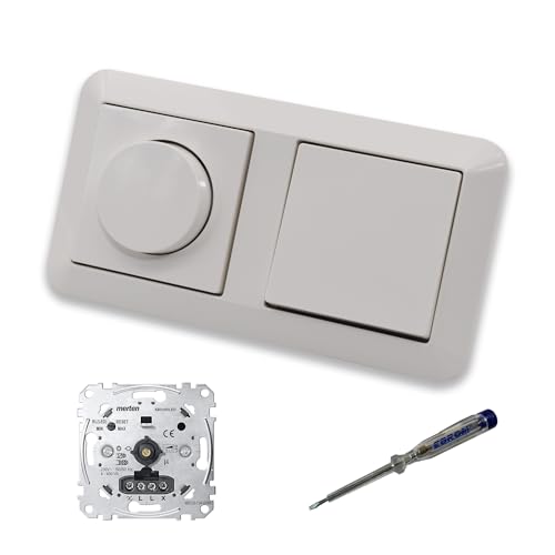 EBROM SET IDEE: Merten MEG5134-0000 LED Drehdimmer Dimmer + Dimmerscheibe MEG5250-0319 und Lichtschalter MEG3116-0000 in polarweiß glänzend System M inkl. EBROM Phasenprüfer zur Montage der Geräte EBROM SET IDEE: Merten MEG5134-0000 LED Drehdimmer Dimmer + Dimmerscheibe MEG5250-0319 und Lichtschalter MEG3116-0000 in polarweiß glänzend System M inkl. EBROM Phasenprüfer zur Montage der Geräte von EBROM SET IDEE