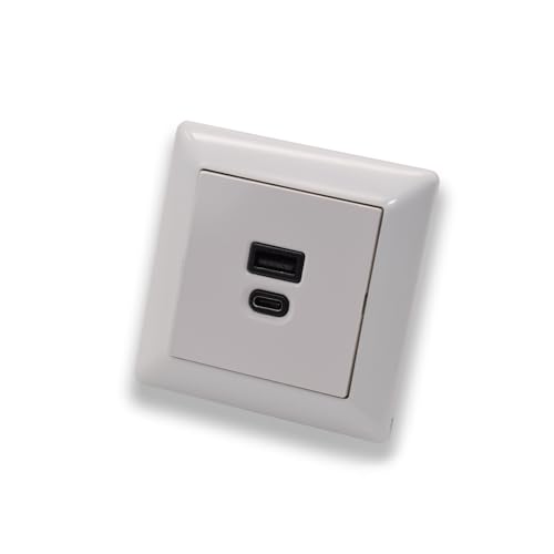 EBROM USB-C und USB-A Unterputz Steckdose/Lader, 45+15 Watt Leistung – Schnellladefunktion für Wearables, Smartphones Tablets + Jung AS500 alpinweiß glänzend Rahmen AS581WW EBROM USB-C und USB-A Unterputz Steckdose/Lader, 45+15 Watt Leistung – Schnellladefunktion für Wearables, Smartphones Tablets + Jung AS500 alpinweiß glänzend Rahmen AS581WW von EBROM SET IDEE