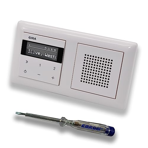 Gira Unterputz IP Internetradio 232003 + Bluetooth Komplett-Set mit Lautsprecher - System 55 - reinweiß glänzend mit 2fach Rahmen Gira 021203 inkl. EBROM Phasenprüfer zur Montage der Geräte Gira Unterputz IP Internetradio 232003 + Bluetooth Komplett-Set mit Lautsprecher - System 55 - reinweiß glänzend mit 2fach Rahmen Gira 021203 inkl. EBROM Phasenprüfer zur Montage der Geräte von EBROM SET IDEE