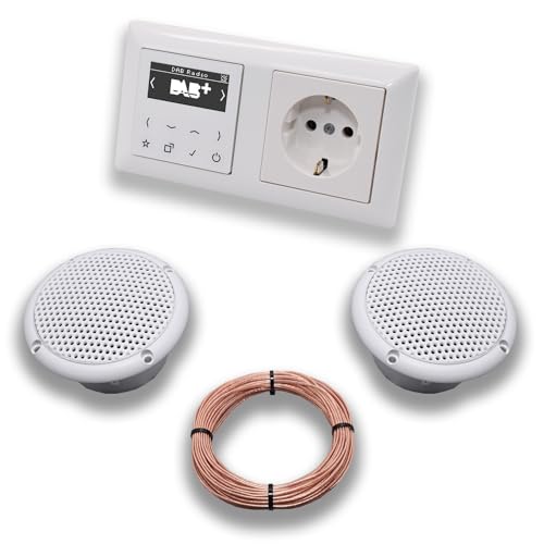 JUNG Smart Radio Unterputzradio DABAWW DAB+ Komplettset JUNG AS 500 System alpinweiß, Komplett-Set mit 2 x Decken Feuchtraumlautsprecher Badezimmer + 20 m Lautsprecherkabel 2x0,75 mm2 + Steckdose JUNG Smart Radio Unterputzradio DABAWW DAB+ Komplettset JUNG AS 500 System alpinweiß, Komplett-Set mit 2 x Decken Feuchtraumlautsprecher Badezimmer + 20 m Lautsprecherkabel 2x0,75 mm2 + Steckdose von EBROM SET IDEE