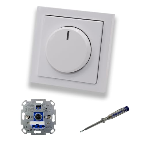 REV Ritter LED Drehdimmer LED-Dimmer mit Busch Jäger Dimmerscheibe Zentralplatte 6540-84-102 Einfachrahmen in Future Linear Studioweiß glänzend + EBROM Phasenprüfer z. Montage des Dimmers ET1 66012B REV Ritter LED Drehdimmer LED-Dimmer mit Busch Jäger Dimmerscheibe Zentralplatte 6540-84-102 Einfachrahmen in Future Linear Studioweiß glänzend + EBROM Phasenprüfer z. Montage des Dimmers ET1 66012B von EBROM SET IDEE