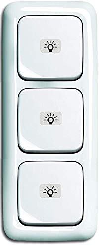 Busch Jäger Lichtschalter Komplett-Set (3 x Licht-Taster) mit Licht Symbol - permanent beleuchtet - 3 x Taster/Tastschalter 2020 USGL + 3fach Rahmen Reflex SI alpinweiß - 3 x 2145 LI (Symbol LICHT) von EBROM's BJ Sets