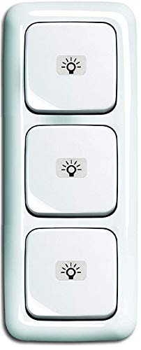 Busch-Jaeger (Original) Lichtschalter Komplett-Set (3xLicht-Taster) mit Licht Symbol -permanent beleuchtet - 3xTaster/Tastschalter 2020 USGL+3fach Rahmen Reflex SI alpinweiß - 3x2145 LI (Symbol LICHT) von EBROM's BJ Sets