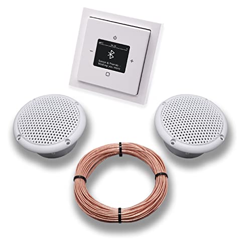 Busch Jäger DAB+ Bluetooth Unterputz Unterputzradio DAB BT 8217 U – 101 studioweiß Komplettset Future Linear, 2 x Deckenlautsprecher Feuchtraum Badezimmer + 20 m Lautsprecherkabel 2x0,75 mm² 8217U-101 Busch Jäger DAB+ Bluetooth Unterputz Unterputzradio DAB BT 8217 U – 101 studioweiß Komplettset Future Linear, 2 x Deckenlautsprecher Feuchtraum Badezimmer + 20 m Lautsprecherkabel 2x0,75 mm² 8217U-101 von EBROM