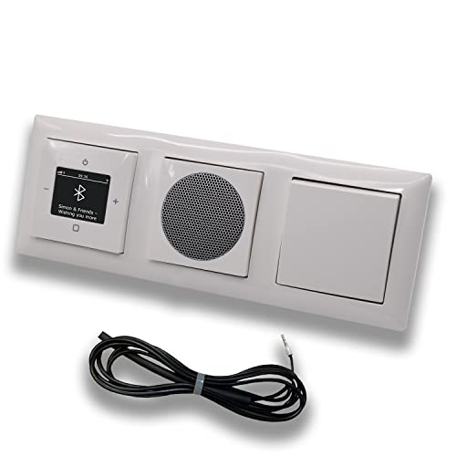 Busch Jäger DAB+ Unterputz Bluetooth Radio 8217U-101 Balance Si alpinweiß Komplett-Set + Lautsprecher + Wechselschalter Wippschalter AN/AUS 2000/6 US + 0,9 m EBROM Wurfantenne zur Empfangsoptimierung von EBROM