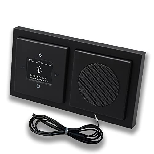 Busch Jäger DAB+ Unterputz Bluetooth Radio 8217U-101 SCHWARZ MATT Komplett-Set + Lautsprecher + 0,9 m EBROM Wurfantenne zur Empfangsoptimierung - 8217 U -101 BT Radio von EBROM