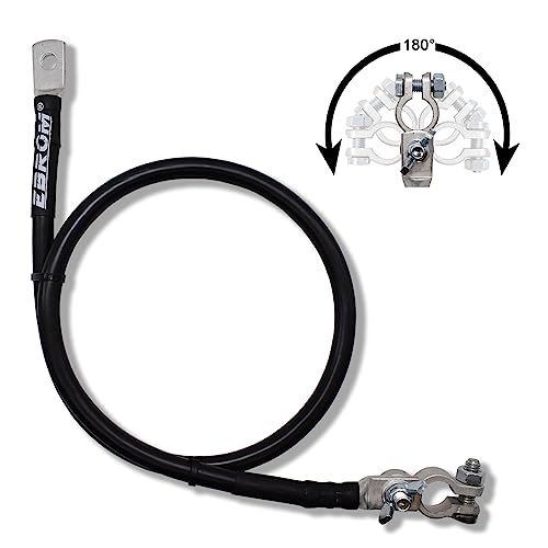 EBROM Batteriekabel Massekabel 16 mm² schwarz mit Flügelmutter Polklemme, variabel einstellbar, Länge ab 30cm bis 10m + Ringöse Kabelschuh M6 M8 M10 M12 - Ihre Auswahl: 16mm2-50 cm Kabelschuh M6 von EBROM
